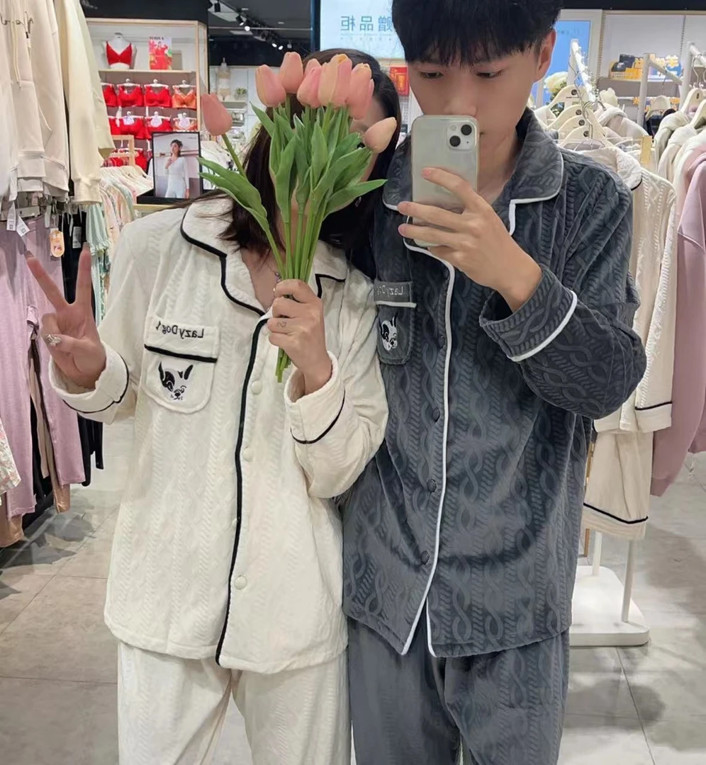 秋冬新款保暖暖芙芙情侣家居服软舒适家居服睡衣套装1419/1388