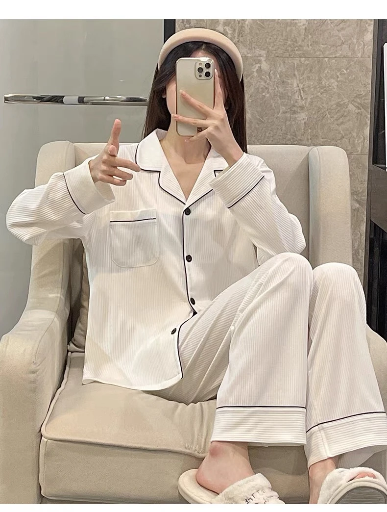 【绒化】秋冬新款睡衣双面海岛绒加厚蓄热保暖柔软女家居服套装522