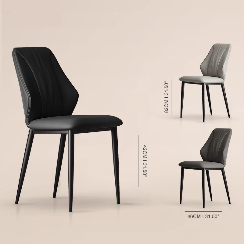 意式轻奢高级感餐椅设计师款家用商用餐厅软包真皮椅子靠背椅子