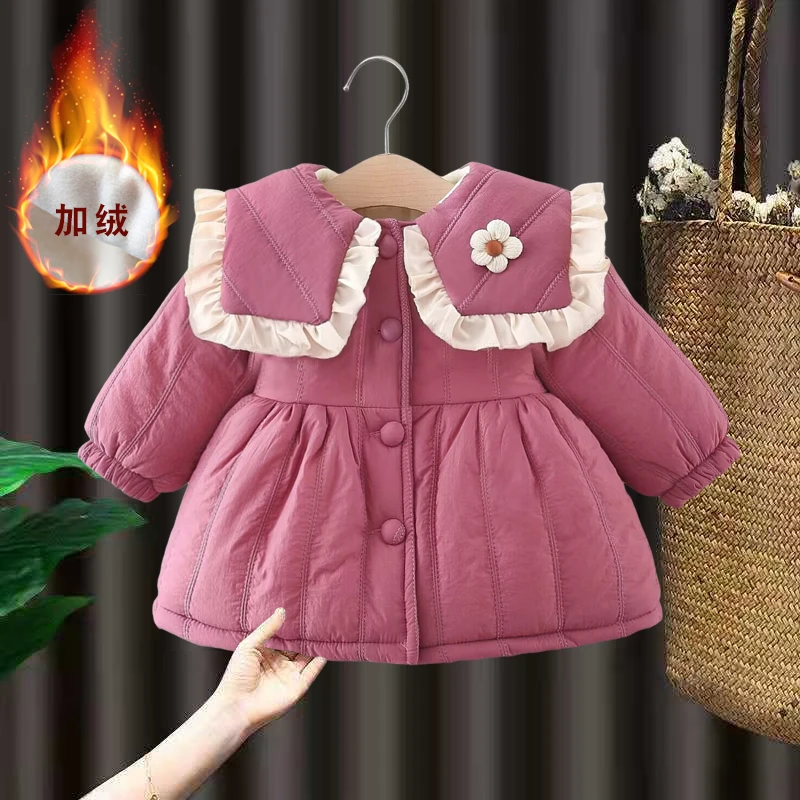 女童冬装棉服2024新款洋气女宝宝加绒加厚外套婴儿童保暖棉衣棉袄