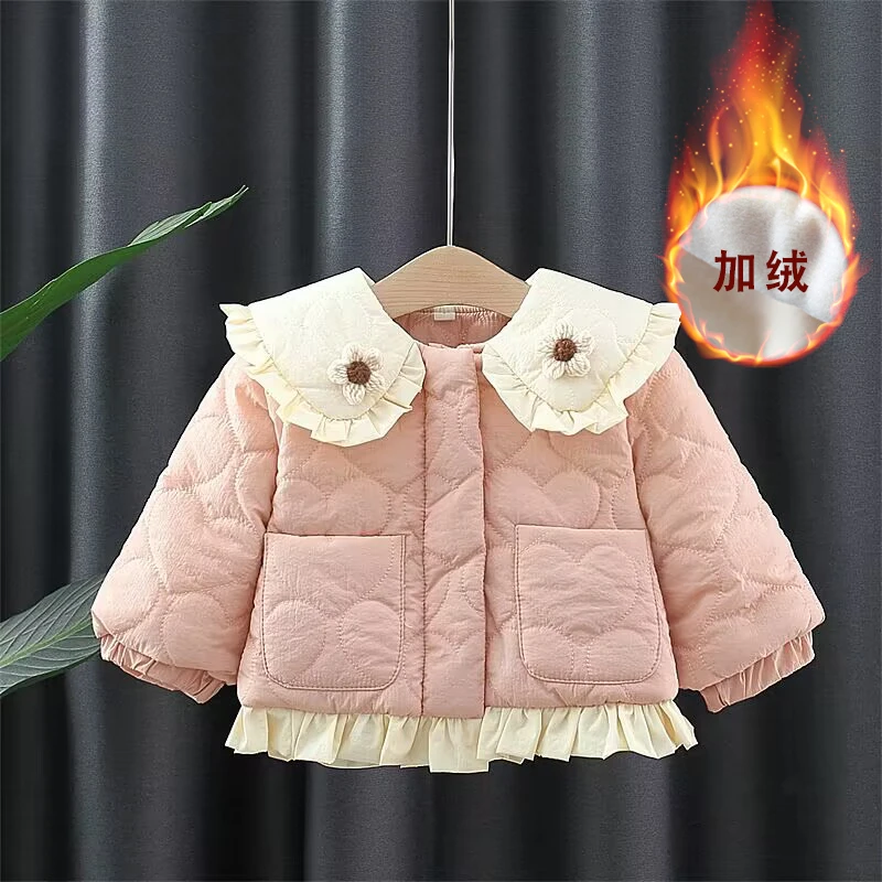 女童棉服外套冬装2023新款宝宝公主加绒婴儿保暖棉衣冬季小童棉袄