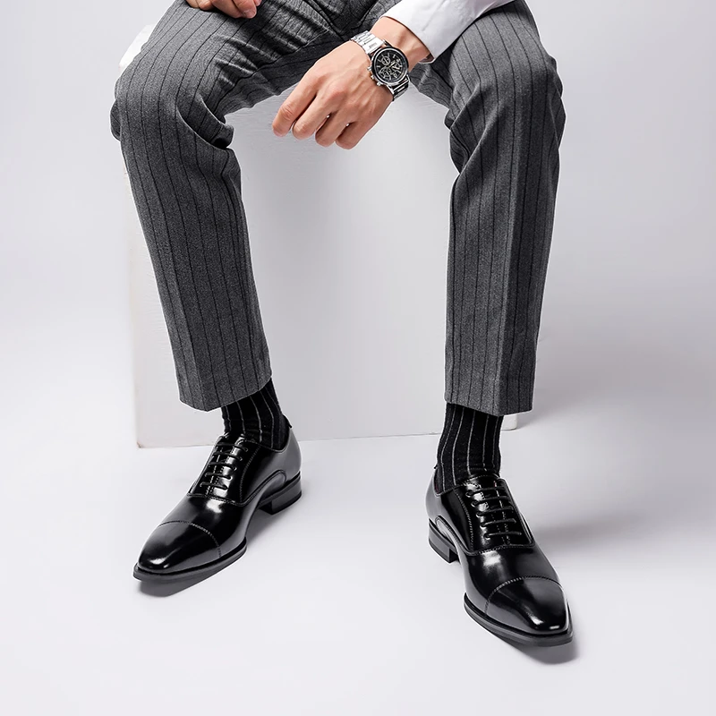 三接头正装皮鞋男士新款牛津鞋英伦风商务皮鞋男款新郎结婚皮鞋