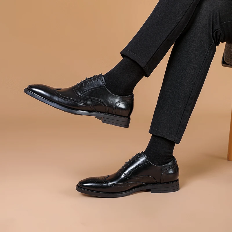 真皮布洛克雕花皮鞋男士正装皮鞋英伦风商务皮鞋男款牛津鞋结婚鞋