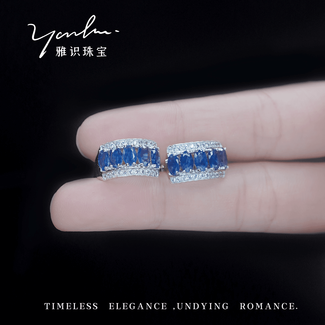 【巧巧专享】S925银天然蓝宝石耳扣 ys0809