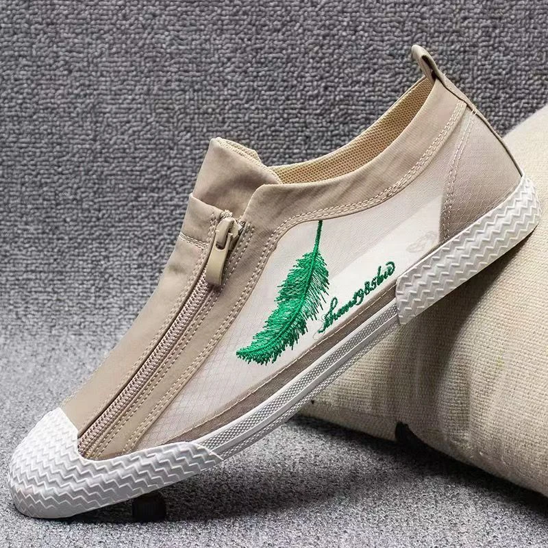 透气防臭平板鞋男韩版懒人潮鞋一脚蹬男士休闲网面帆布鞋夏季男鞋