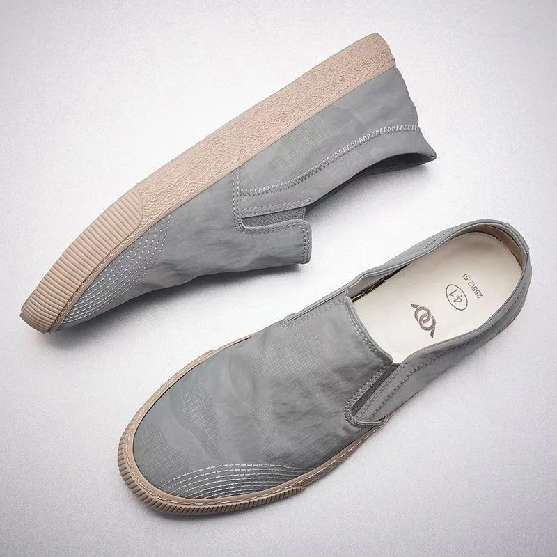 软底帆布鞋男款布鞋男鞋夏季透气复古一脚蹬潮鞋子男式休闲帆布鞋