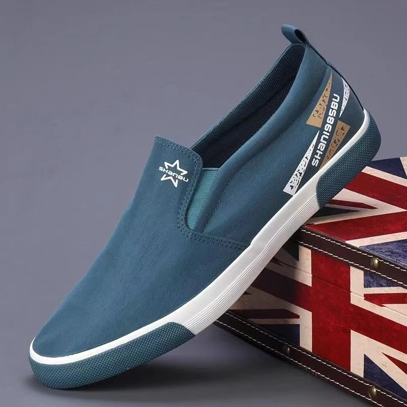 布鞋男鞋春秋男士低帮透气休闲鞋韩版潮鞋套脚一脚蹬懒人板鞋