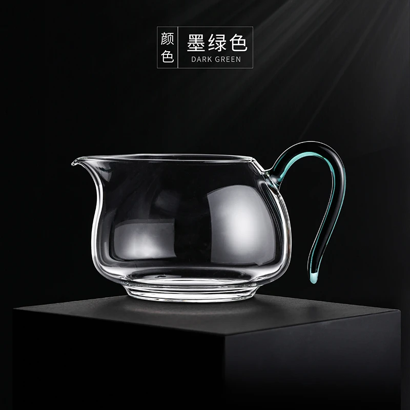 禾器晶彩淡然茶海浅黄玻璃公道杯耐高温手工高档分茶器加厚大号