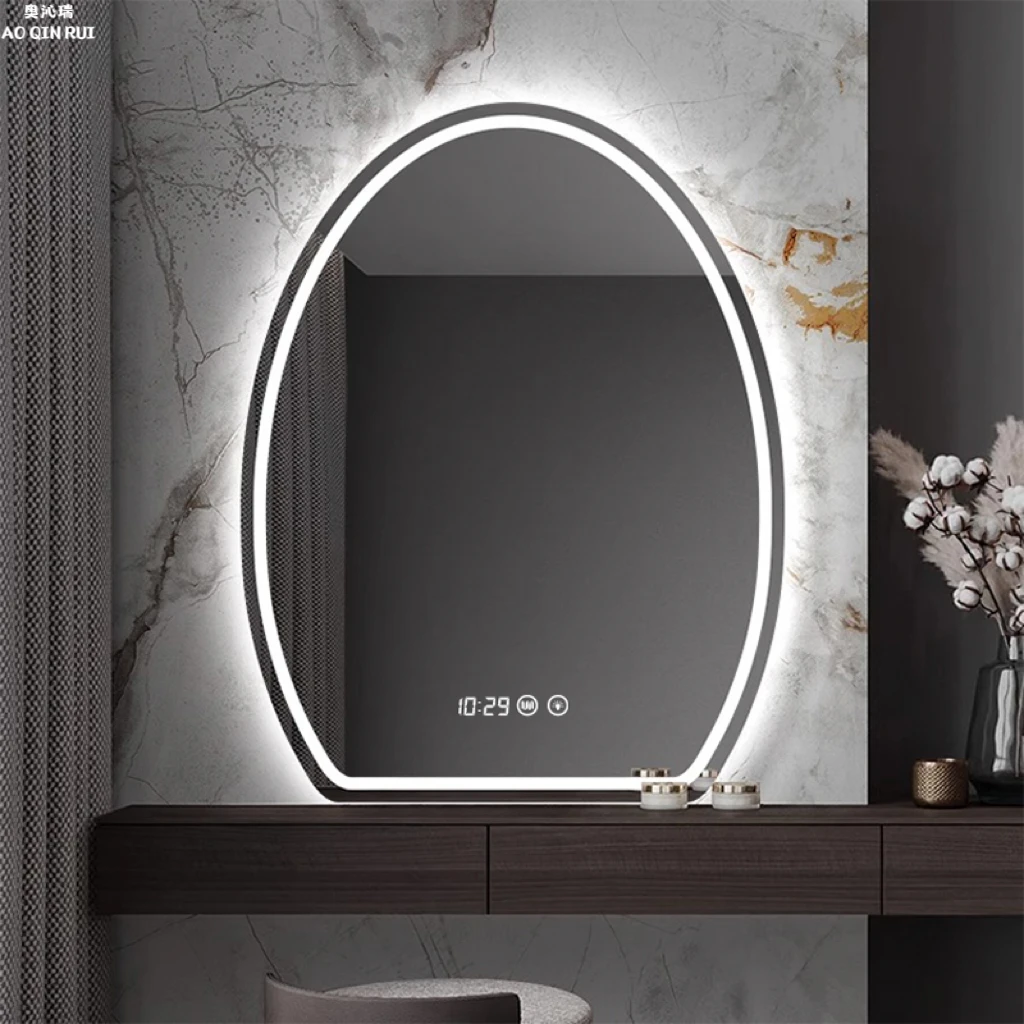奥沁瑞智能led化妆镜鹅蛋形壁挂式卧室带灯梳妆镜带灯镜子卫生间