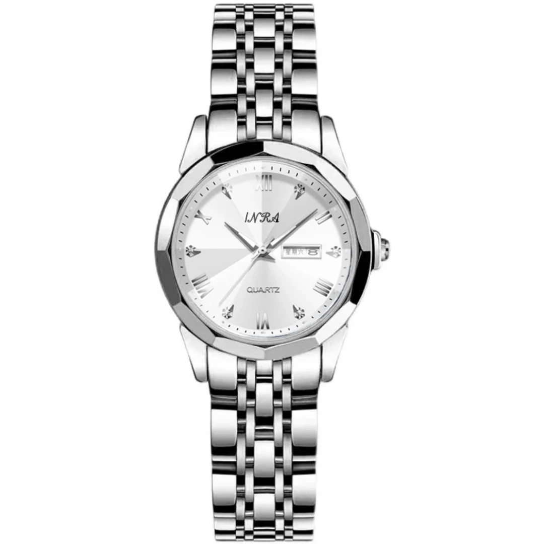 女老板新款时尚经典气质夜光防水女士腕表轻奢百搭简约58190白钢