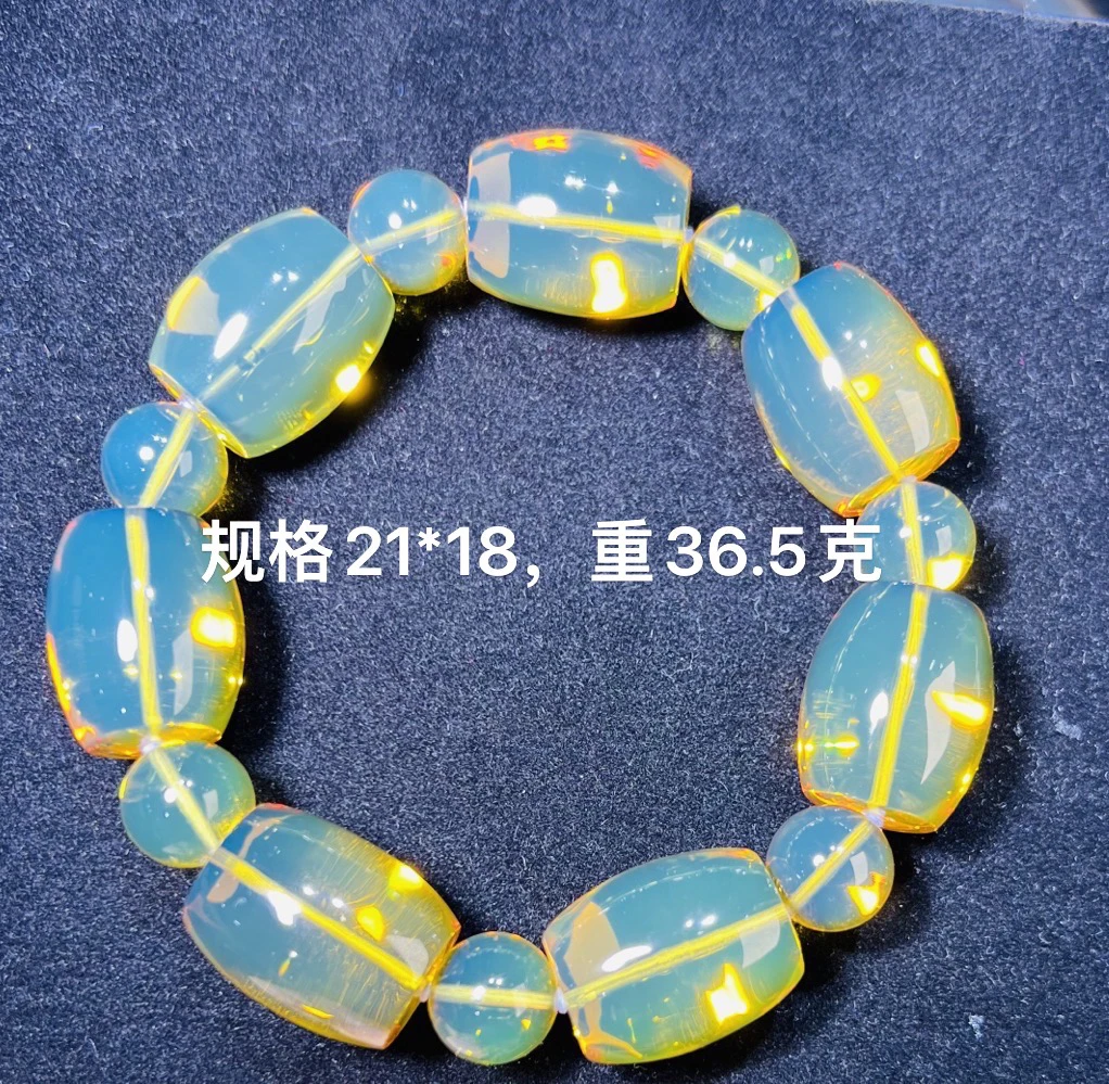 天然缅甸琥珀净水金兰桶珠手串