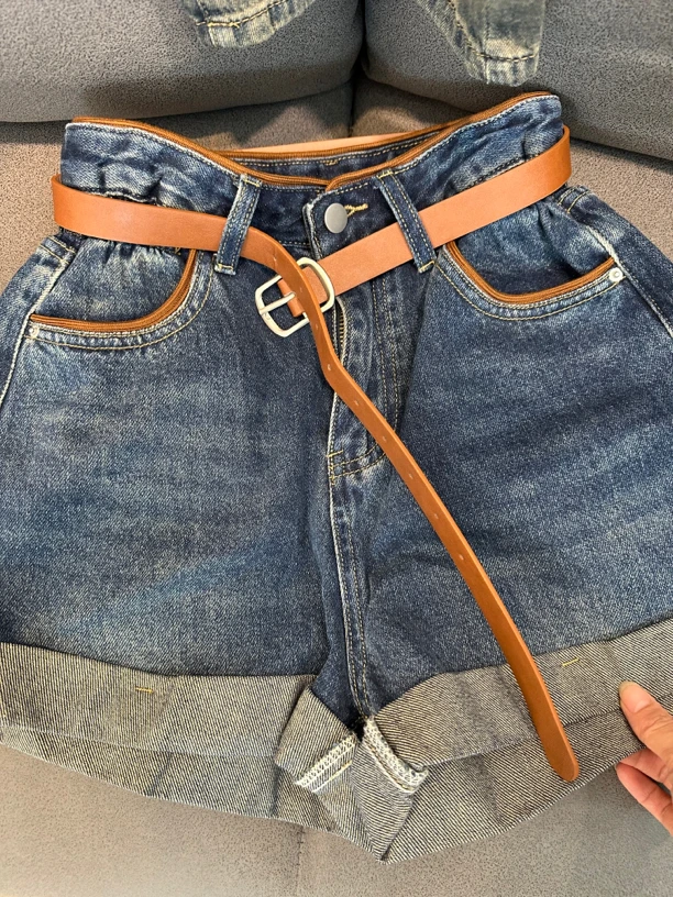 辛娜女装推荐中高腰口袋款A字显瘦牛仔短裤福利款不退货