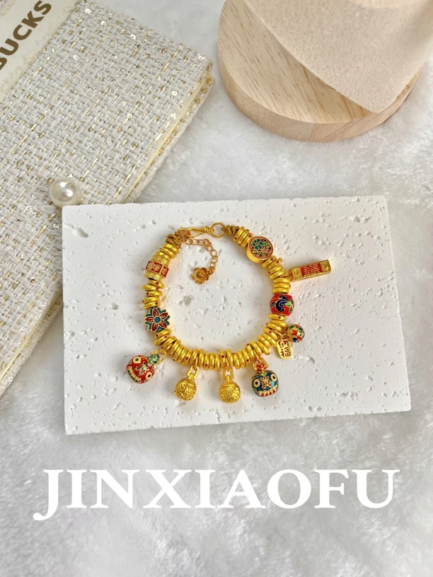 铜合金锦纶手链 JINXIAOFU｜新中式吞金兽盘缠手绳腰缠万贯手工编