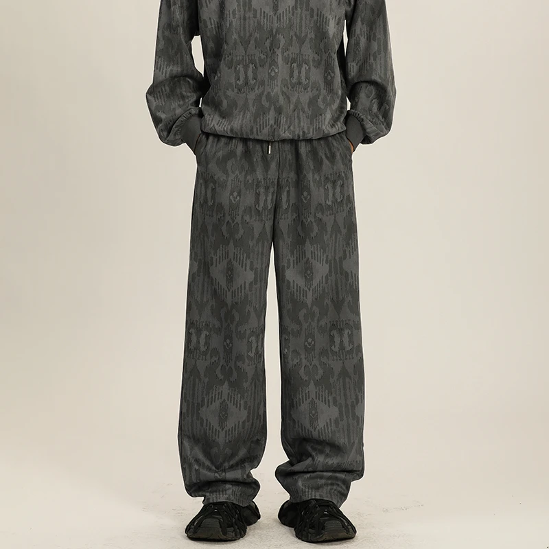 BH-BLACK新疆民族风艾德莱斯刺绣复古休闲裤美式直筒裤