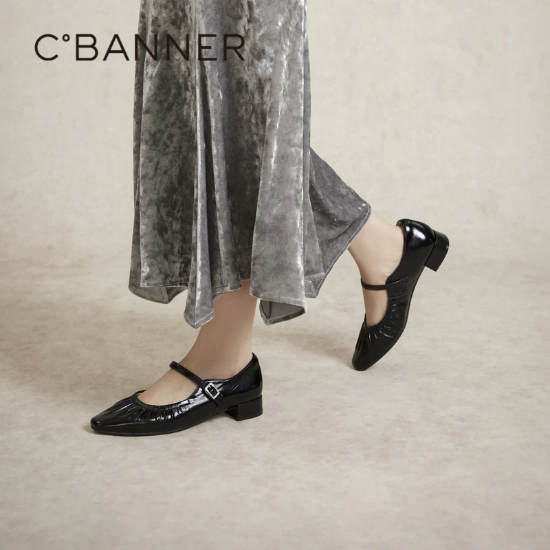 千百度高级感玛丽珍2024春季低跟晚晚鞋法式单鞋小香风A24183326