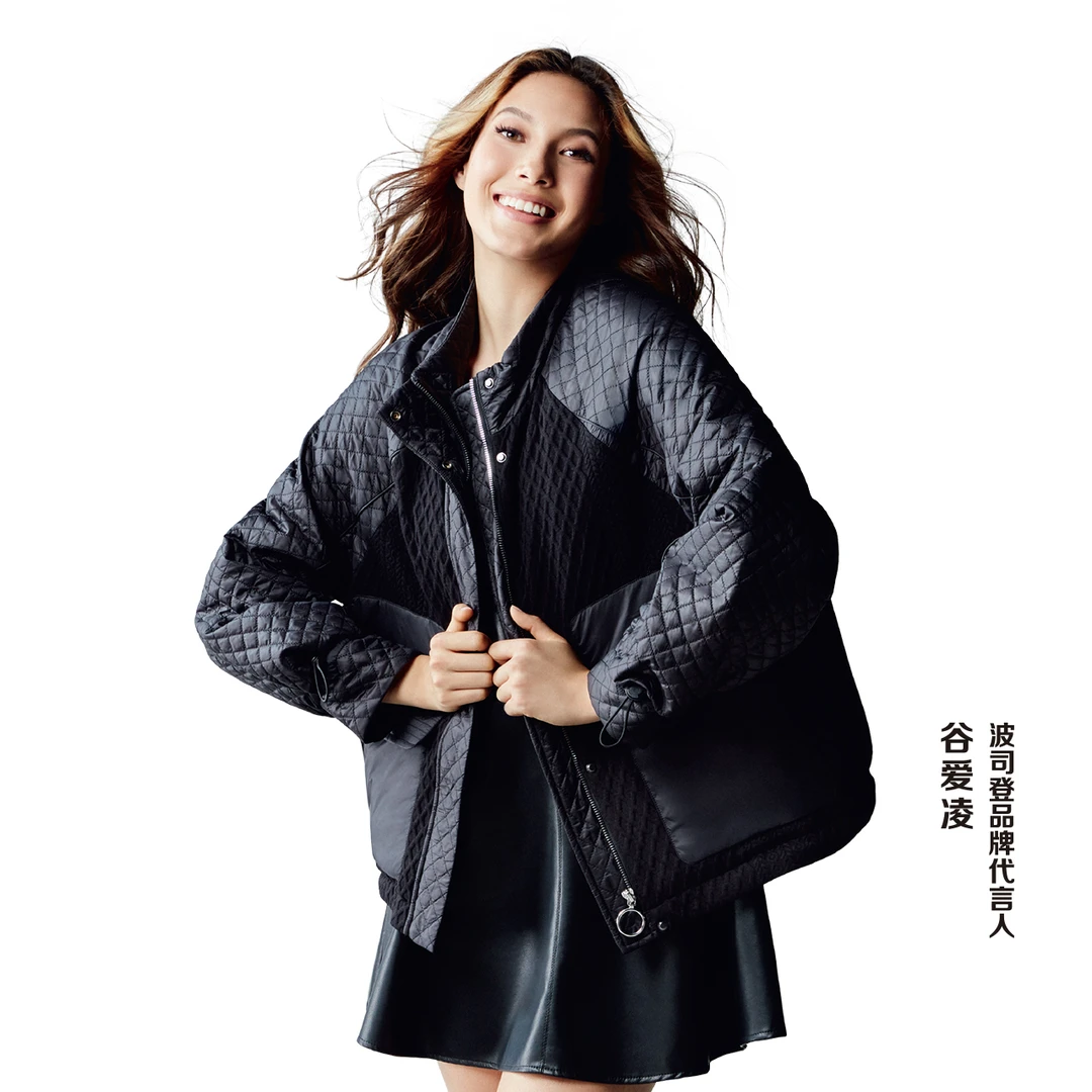 波司登秋冬鹅绒保暖黑色高档宽松百搭保暖纯色立领外套女装羽绒服