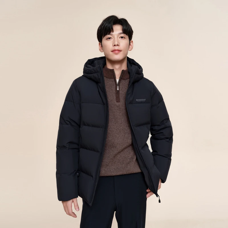 波司登2024新款冬季男装经典休闲连帽外套宽松运动保暖短款羽绒服