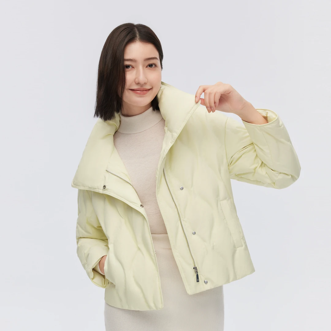 波司登【2023款】鹅绒冬季时尚百搭立领外套高级感女轻薄短款羽绒服