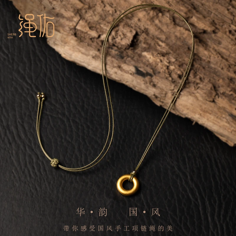 非金属吊坠 手工编织吊坠绳男女黑皮绳项链绳挂戒指平安扣细颈绳
