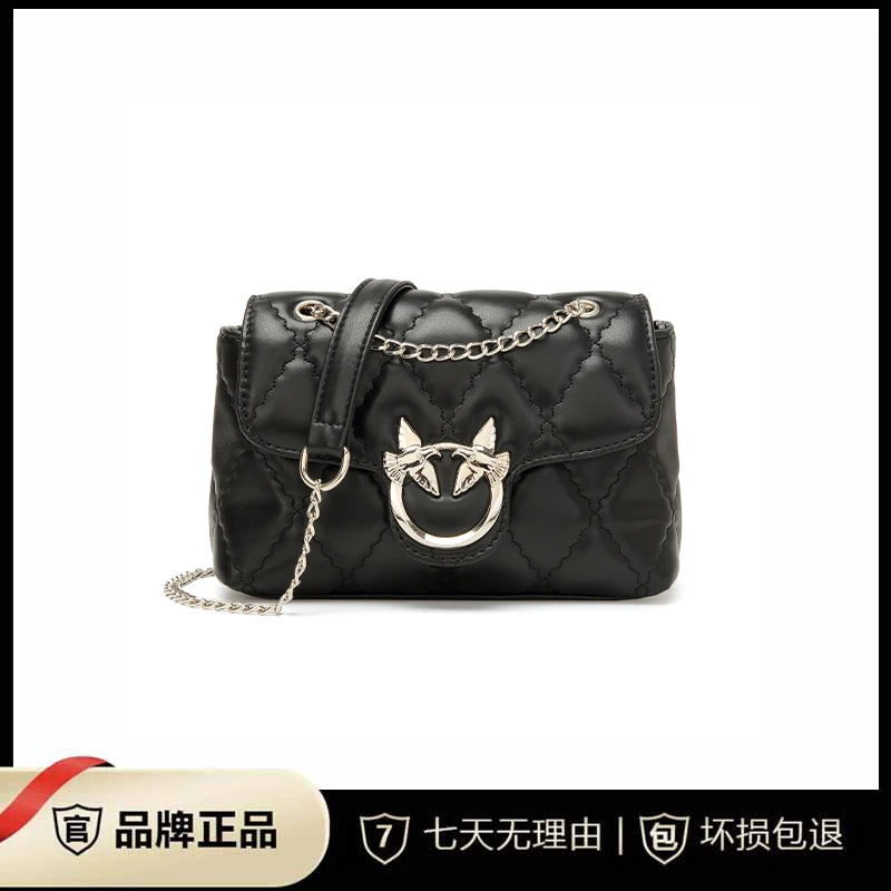 小香风2024新款潮轻奢时尚黑色链条包单肩菱格肩包SEH010#