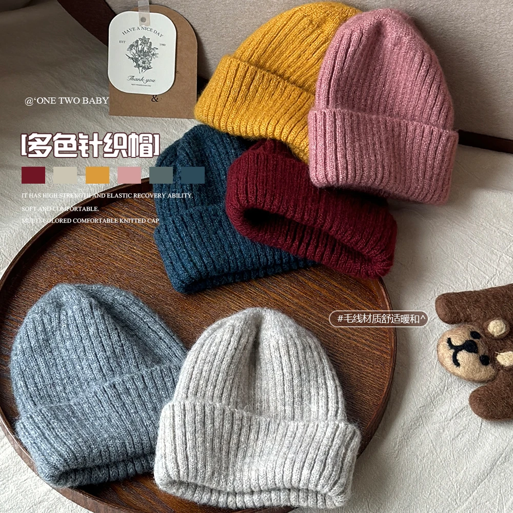 宝宝毛线帽2024冬季针织保暖婴儿洋气百搭帽子24M003