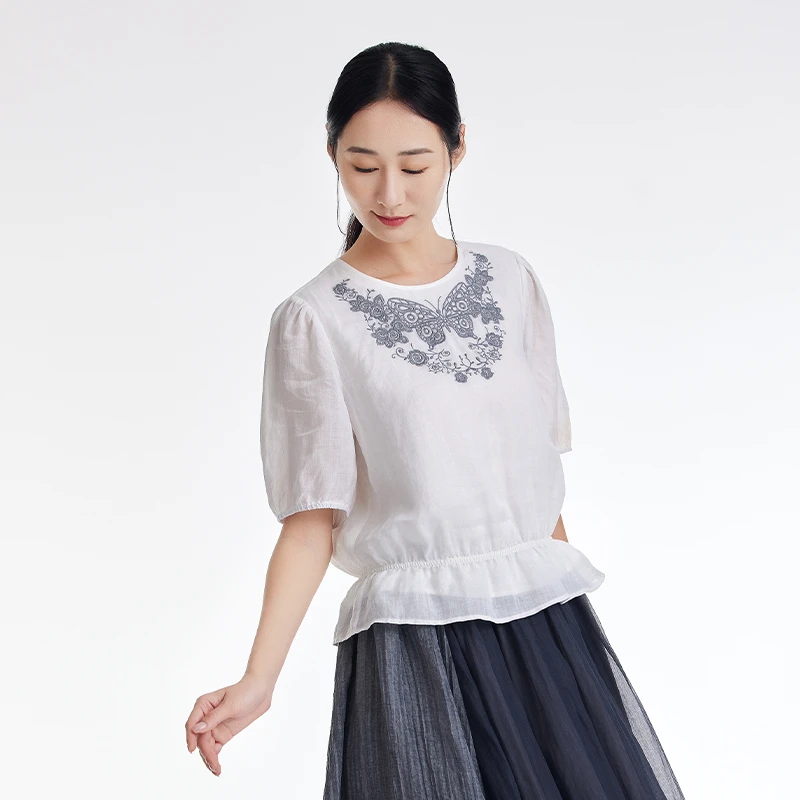 M..麻多多/2023春夏新款原设计T恤手绘图案百搭休闲简约23246023