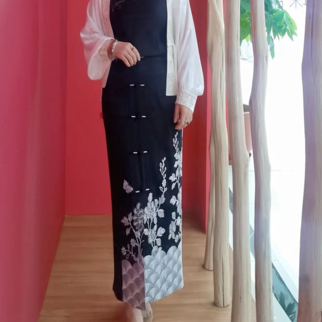 4133女装半身裙时尚新中式半裙双层重工刺绣鱼尾裙