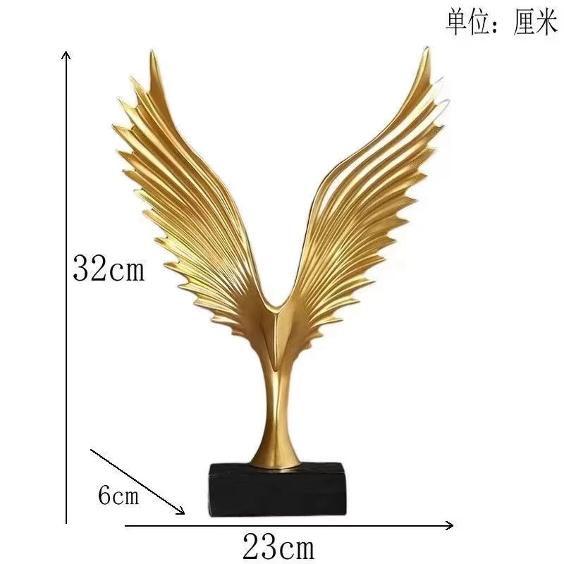 新中式金色大鹏展翅一展宏图酒柜电视柜办公室样板间树脂高档摆件