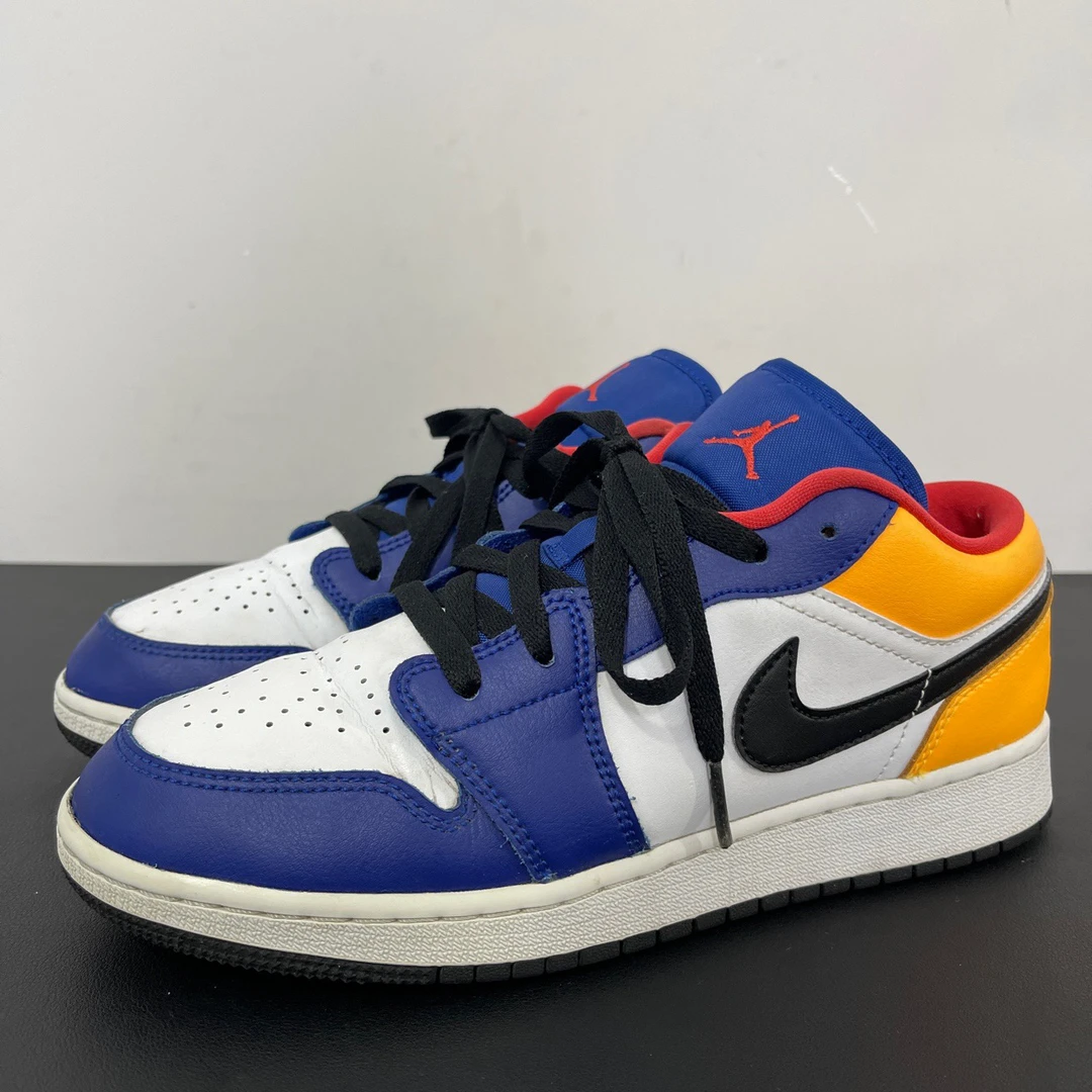 叁/39码/Jordan AJ1 女款湖人中古球鞋/鞋帮瑕疵鞋头开胶9新无盒