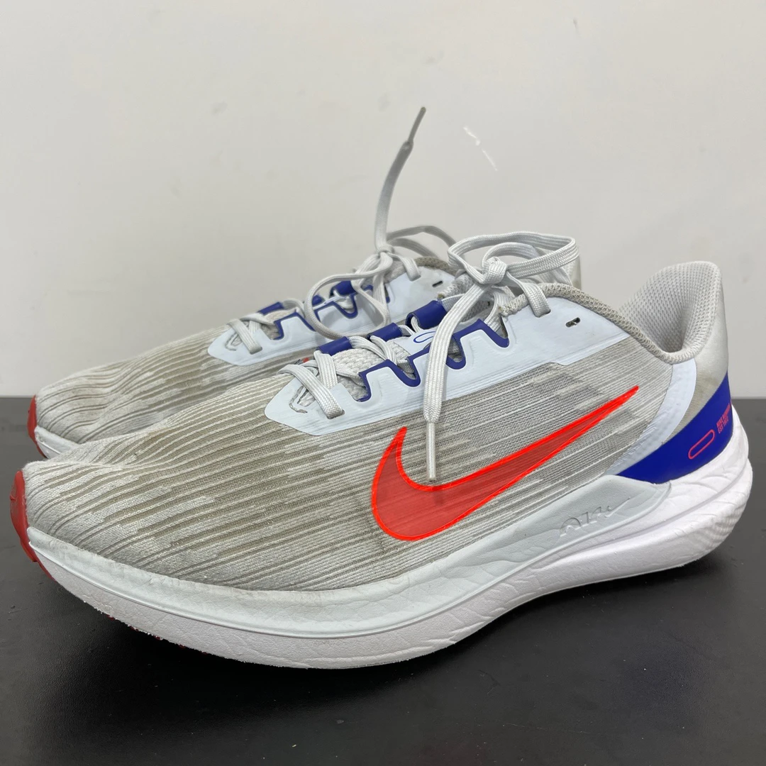 45码/Nike ZoomWinflo9白红蓝跑鞋/鞋面污渍9新/无原盒/公价405