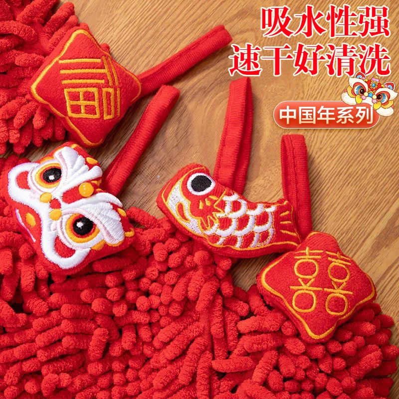 雪尼尔清洗擦手巾挂式可爱加厚吸水速干手帕厨房卫生间手巾家用