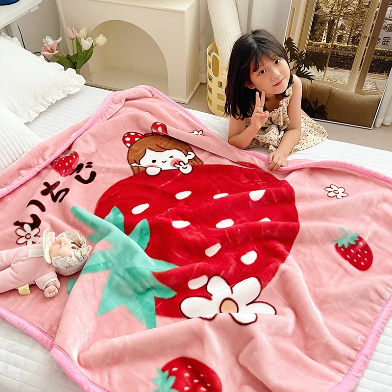 儿童婴儿毛毯小被子卡通加厚秋冬季新生宝宝幼儿园午睡珊瑚绒毯子