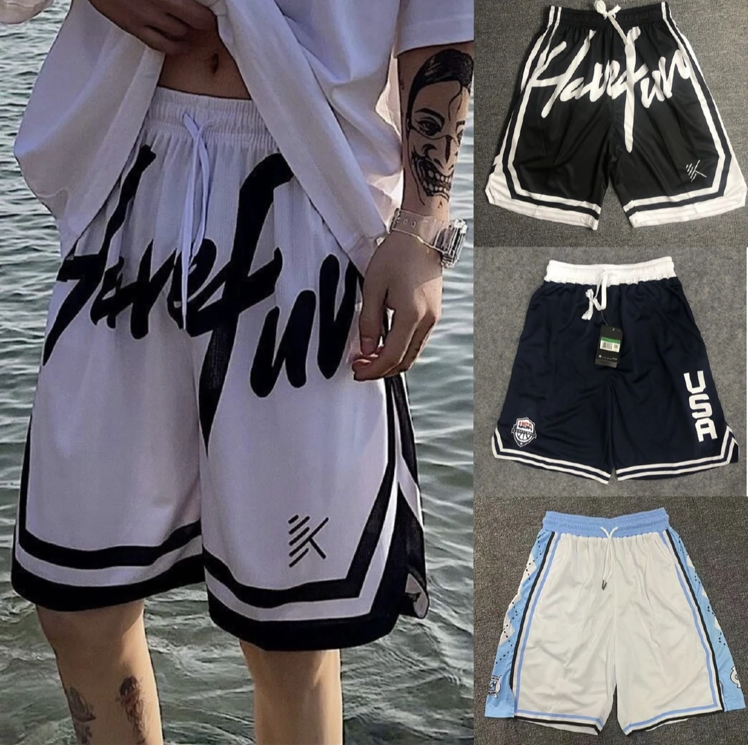 夏季篮球裤男短裤KT汤普森街头宽松透气新款美式训练运动五分裤潮