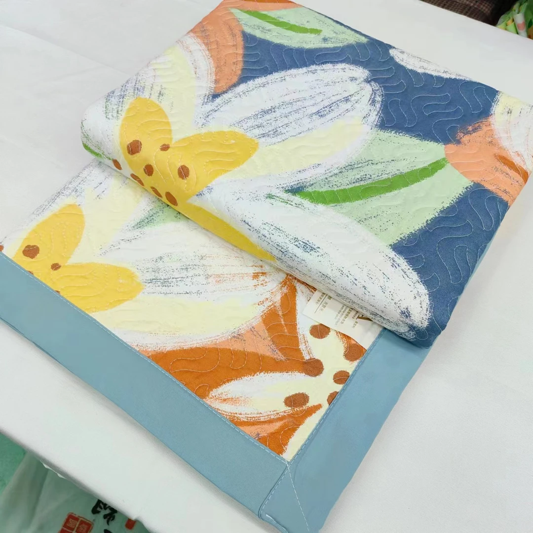 【包边床盖】<油画花园>120X220cm<±5cm>绗缝多功能 单人透气