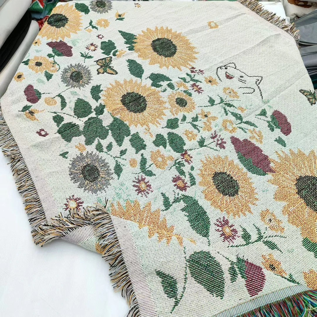 【沙发盖巾】<向日葵>85X235cm<±5cm 含流苏边尺寸>简约家用沙发垫