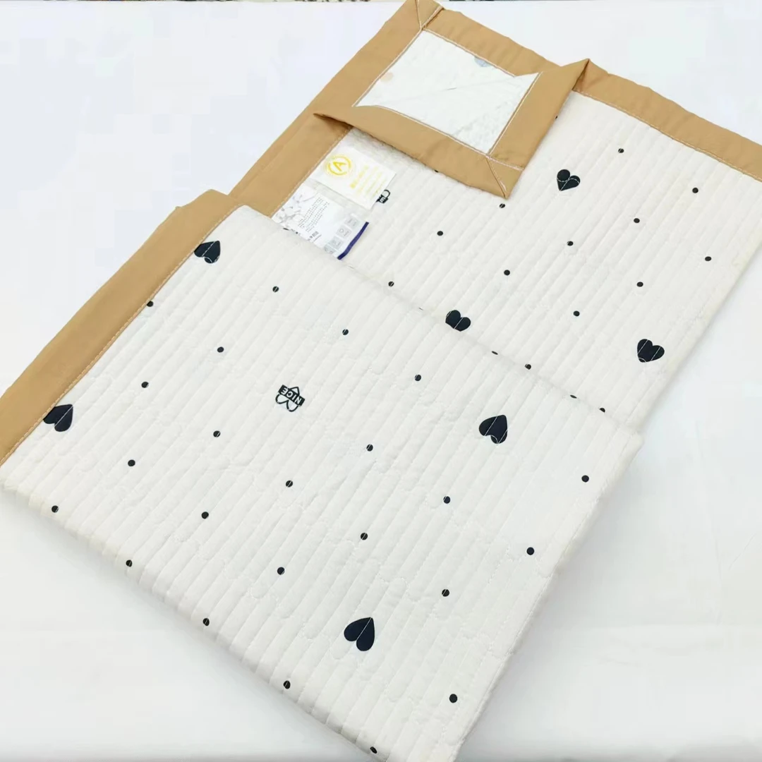 【包边床盖】<简约爱心-米>90X220cm<±5cm>绗缝 多功能水洗透气柔软