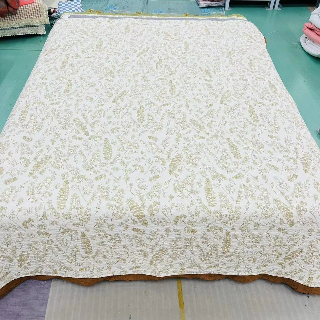 <瑕疵>【棉麻床盖】<叶叶情丝>200X230cm<±5cm> <含花边尺寸>加厚