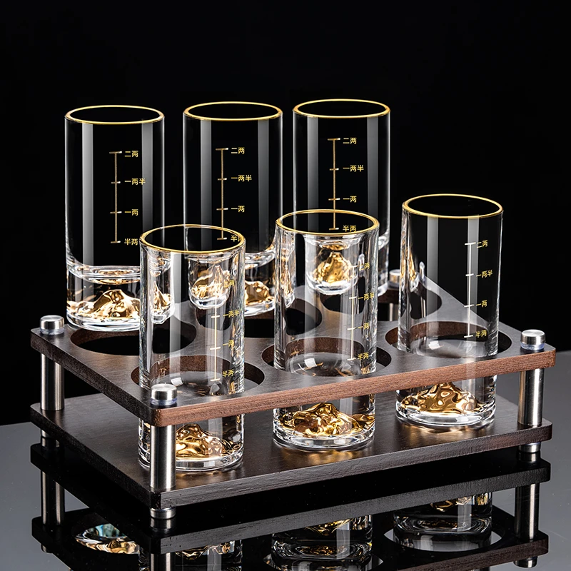 金山二两白酒杯分酒器家用带刻度一两中式酒具水晶玻璃无铅创意