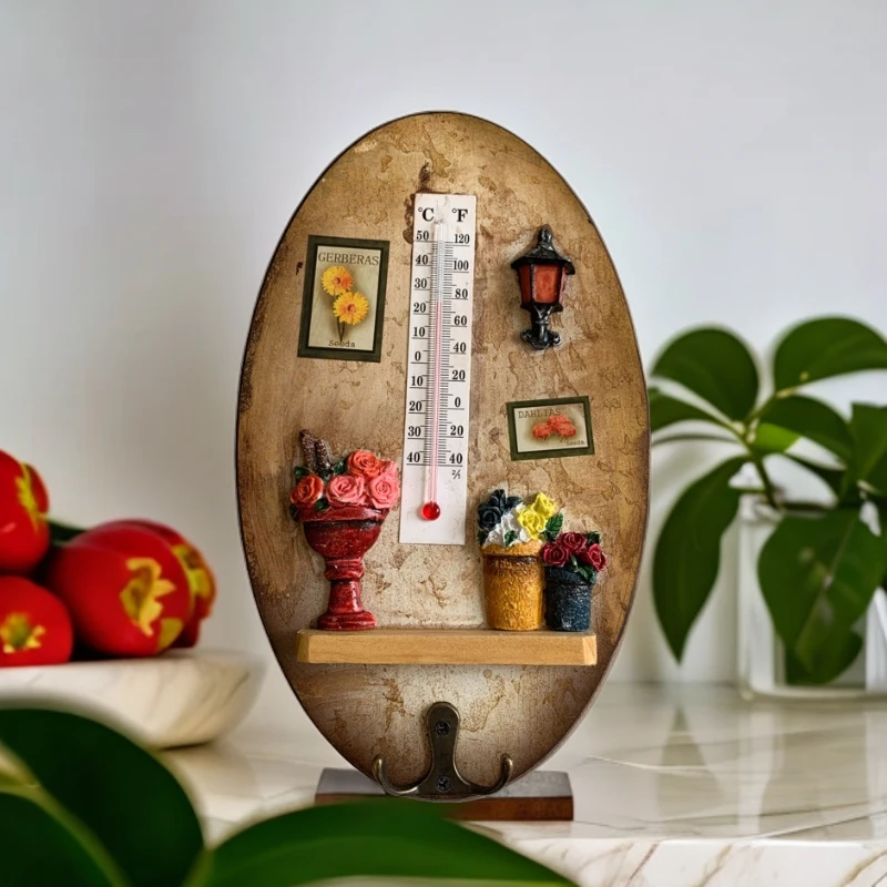 美式乡村家居创意卧室温度计装饰品创意墙面餐厅客厅房间壁挂件