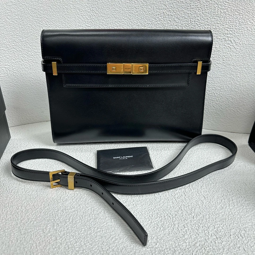 00204/YSL圣罗兰 黑金光面牛皮 曼哈顿Kelly Danse 中号 98-99新