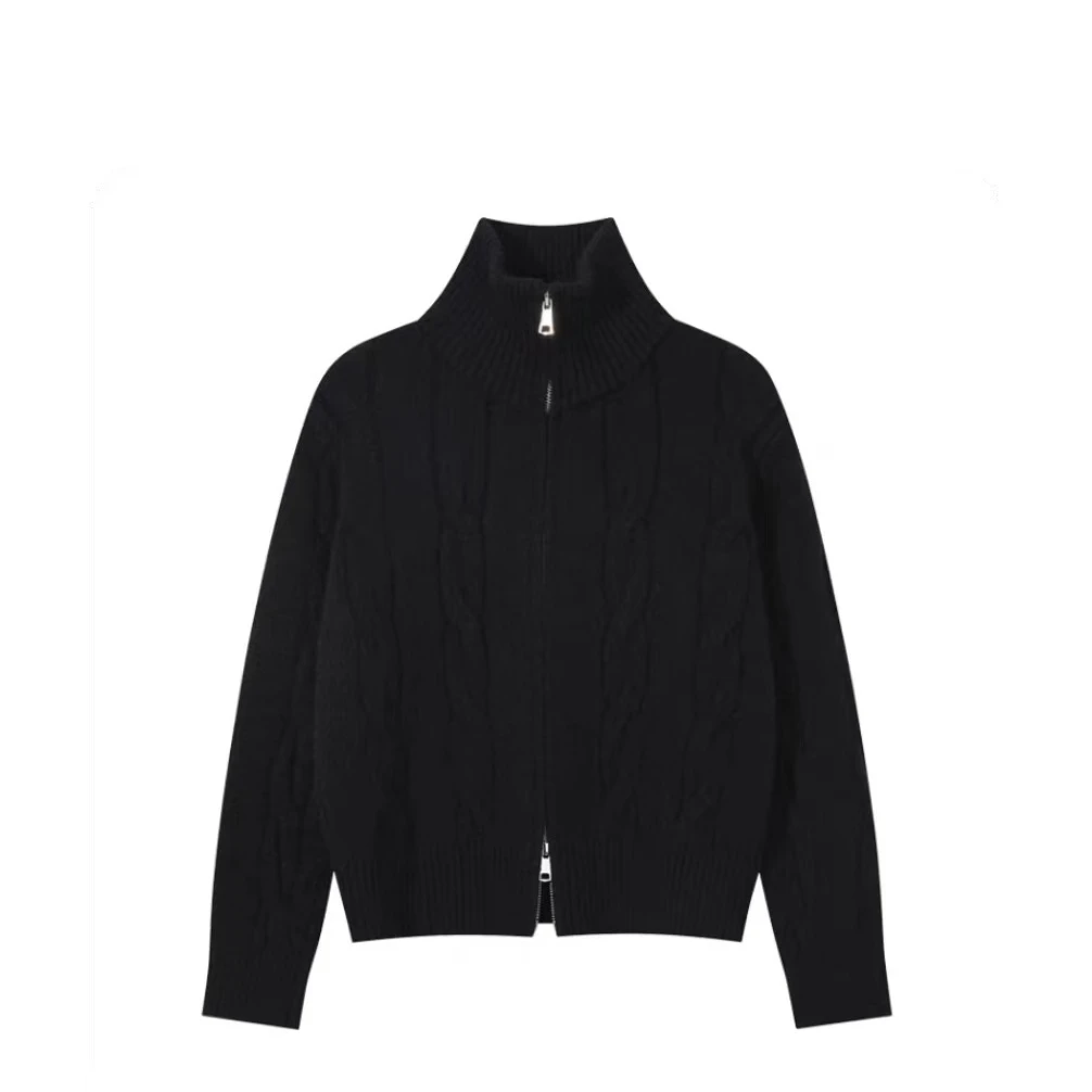 设计感气质半高领拉链毛衣针织开衫女2024冬季新款女别致上衣1899