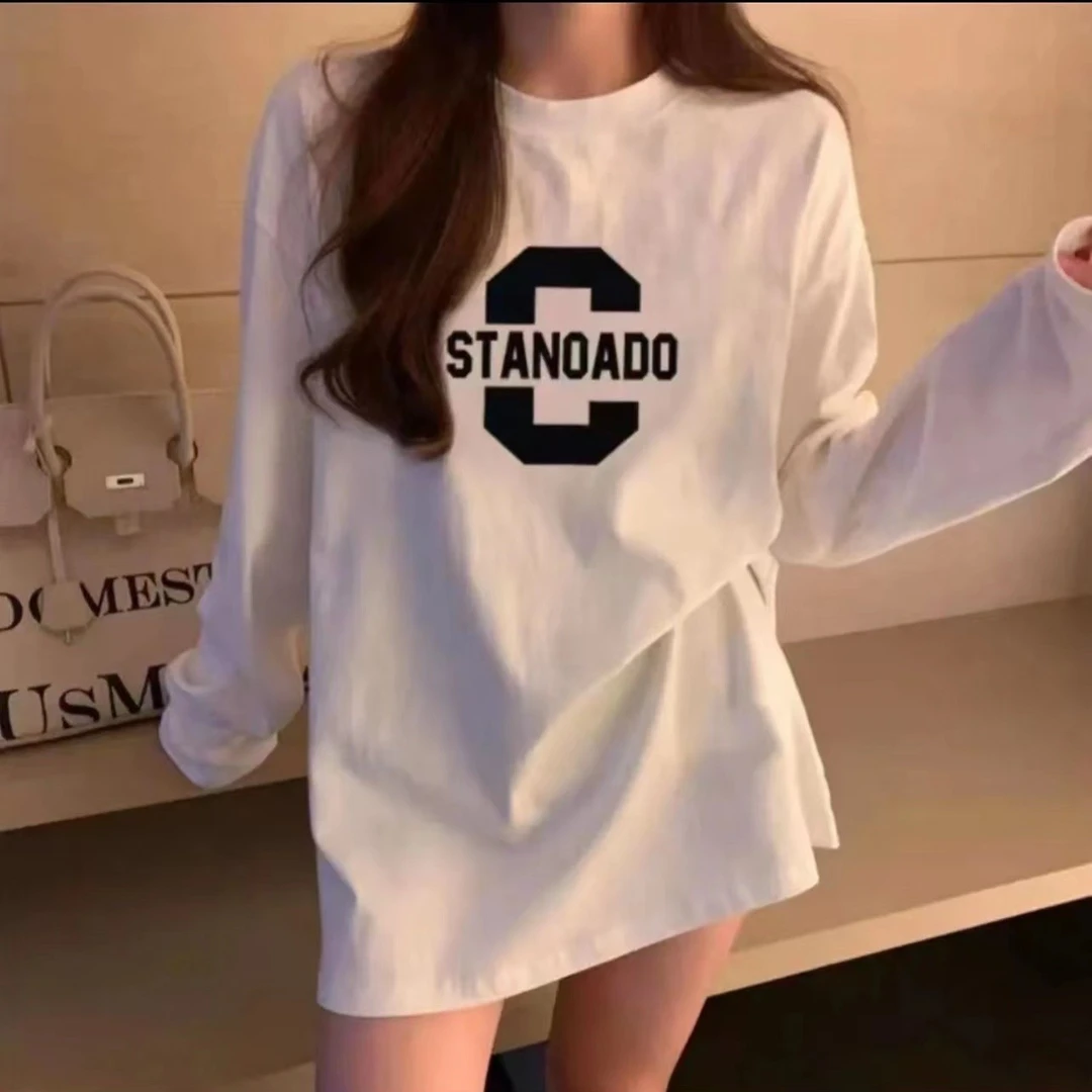 春秋男女同款圆领T恤时尚白色基础款百搭打底衫（通用）