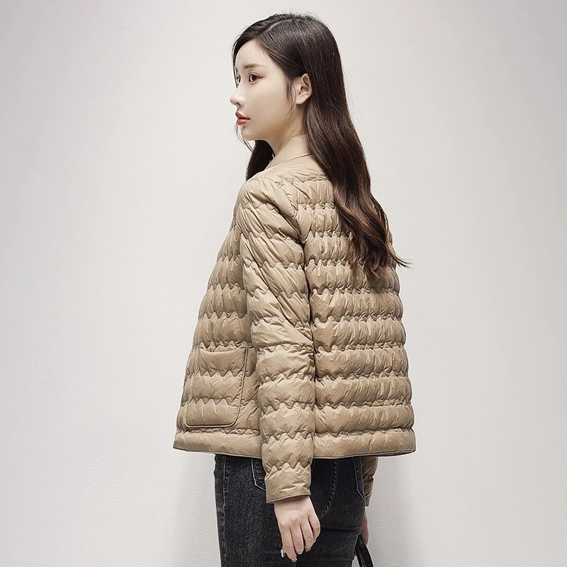 时尚轻薄棉衣短款新款秋冬季波浪纹女短款潮棉衣内胆立领