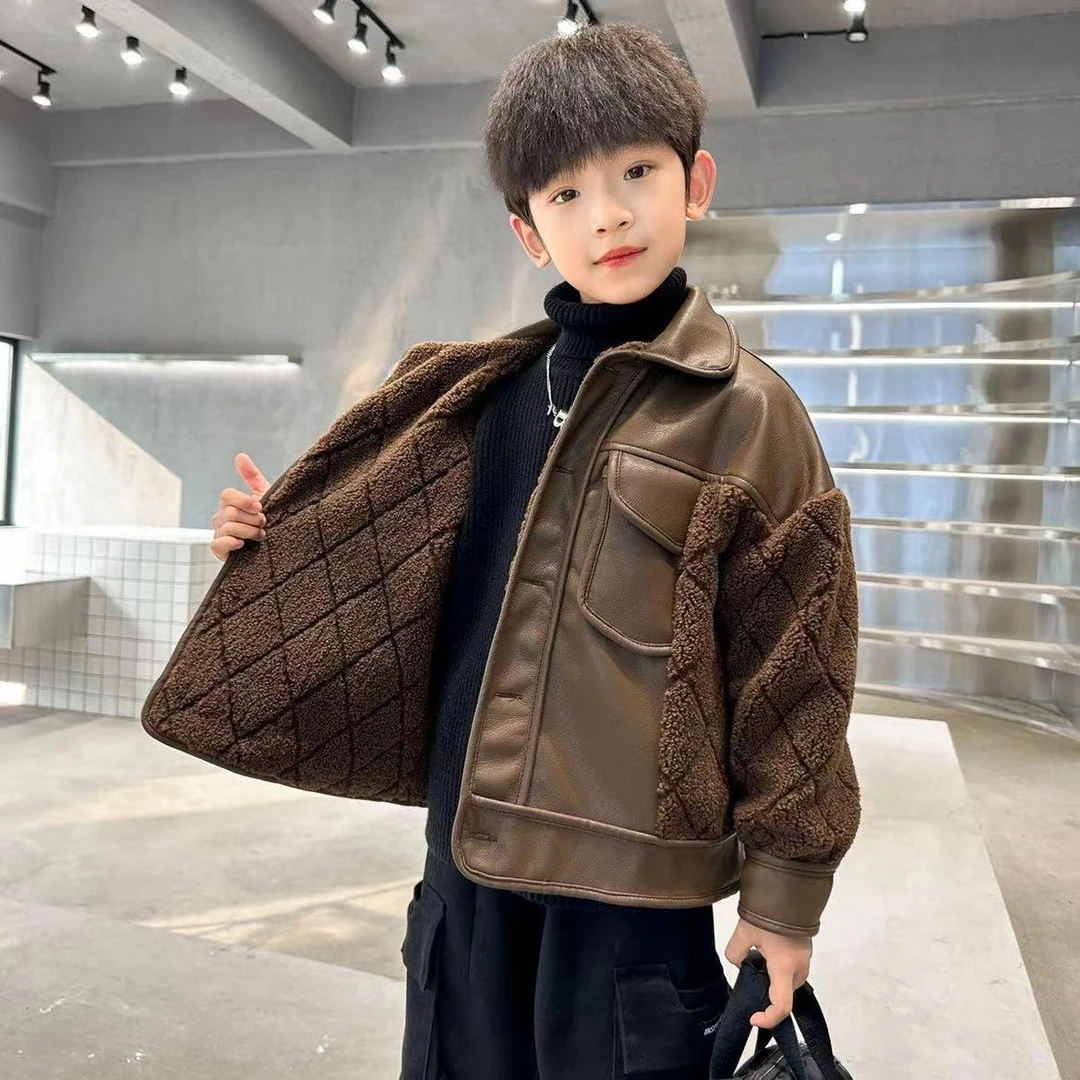 男童外套秋冬装新款加绒加厚冬季2024儿童拼接加洋气