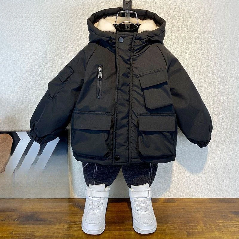 男童帅气加绒外套棉服儿童加厚保暖外穿棉袄一件过