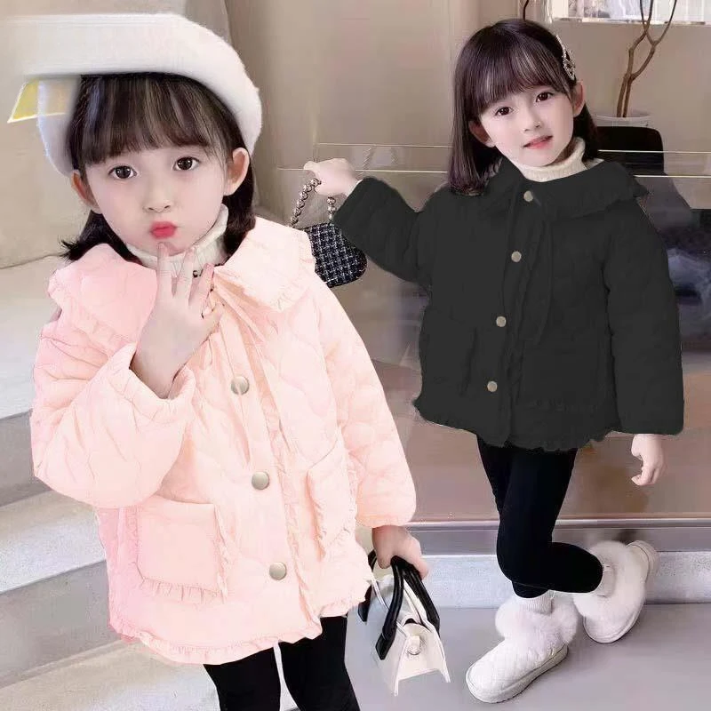 秋冬韩版女童洋气棉服轻薄款中小童儿童外穿夹棉棉衣