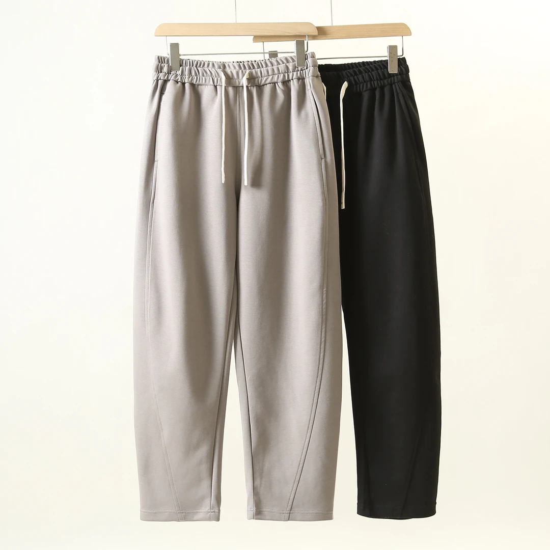 【小吴言】早秋男士新款显瘦纯色百搭简约窄版弯刀裤时尚休闲裤