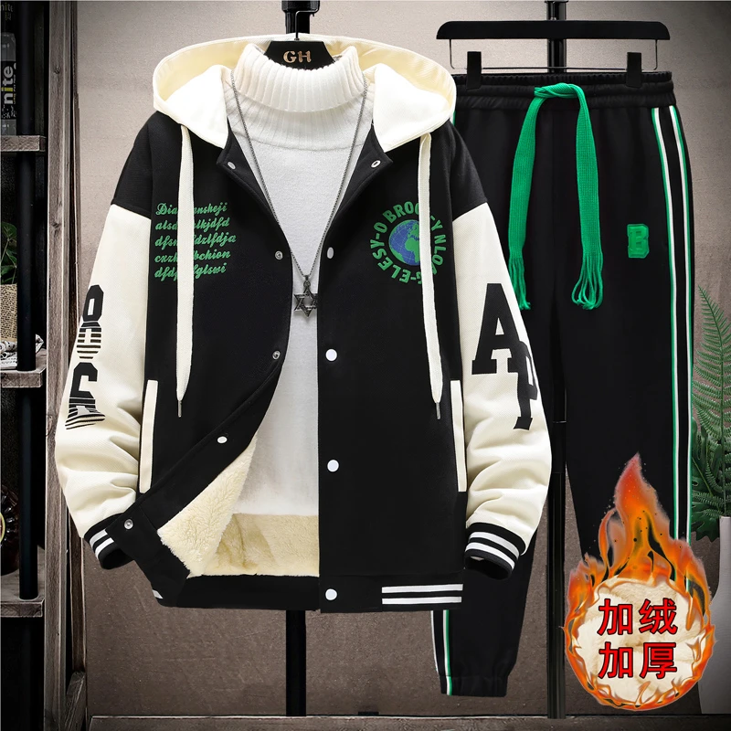 【加绒加厚选】2022秋冬新款休闲运动学生男士潮流连帽棒球服外套