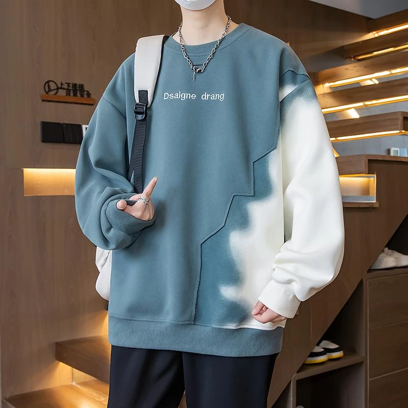 2024秋季青少年新款圆领撞色卫衣时尚休闲百搭款套头卫衣
