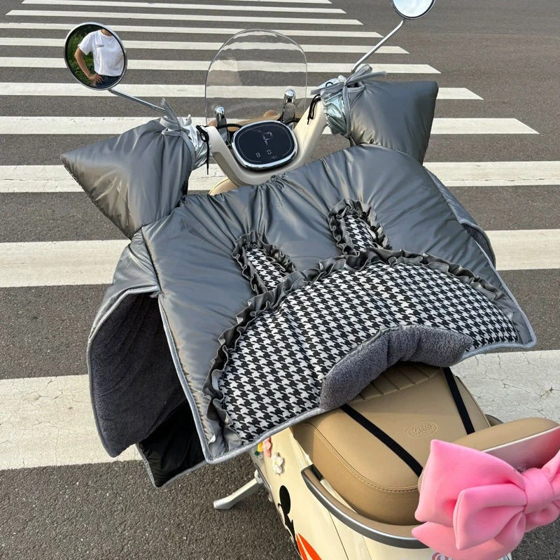 电动车挡风被冬季电瓶车挡风冬天挡风被冬季加厚保暖加绒防寒围脖